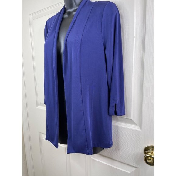 Easywear by Chicos Knit Cardigan Size 0 Womens Size S M 3/4 Sleeve Stretch Blue - Picture 4 of 9